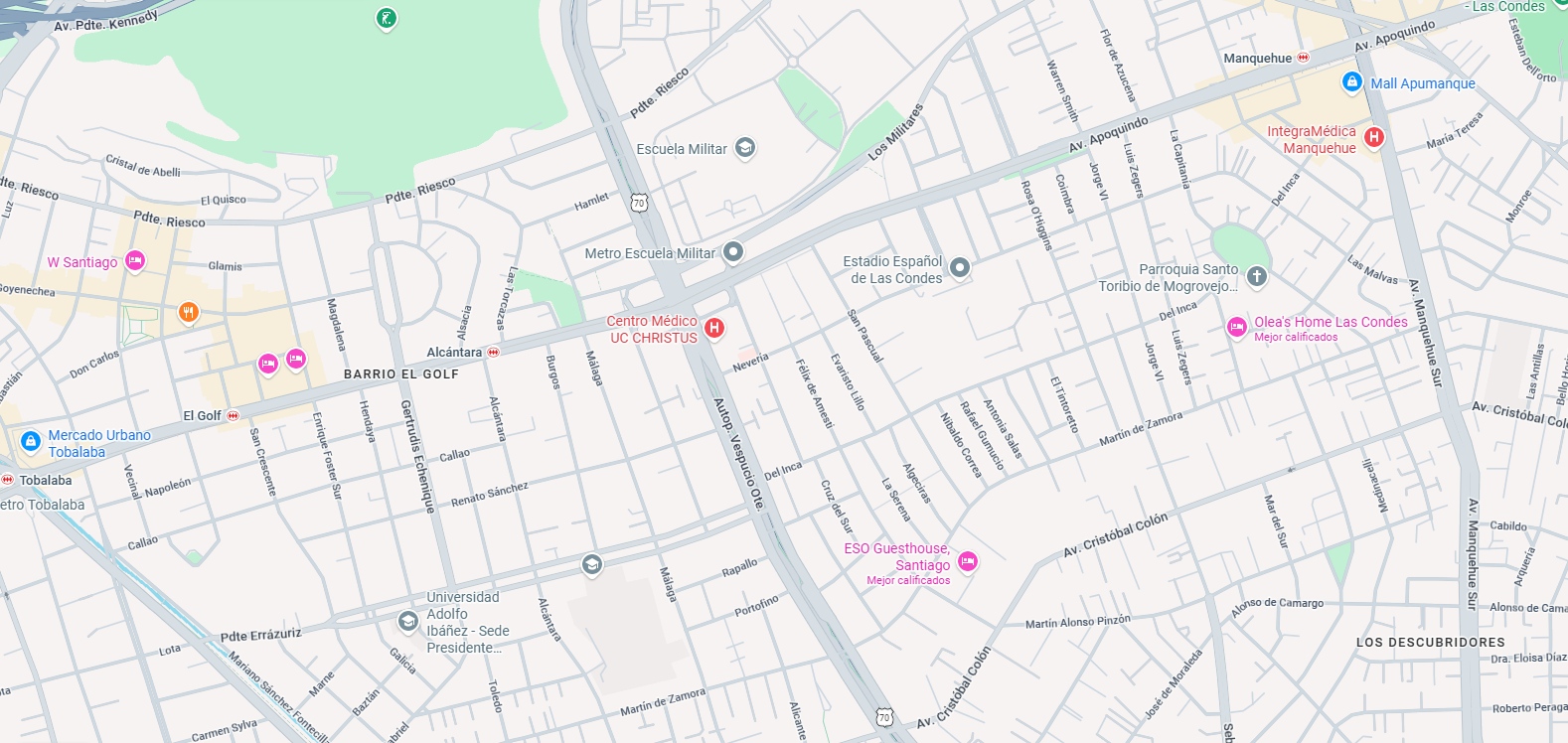 Ubicación en el mapa: Barrio El Golf, Las Condes